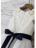 Beaded Peter Pan Collar Ivory Lace Tulle Rustic Flower Girl Dress